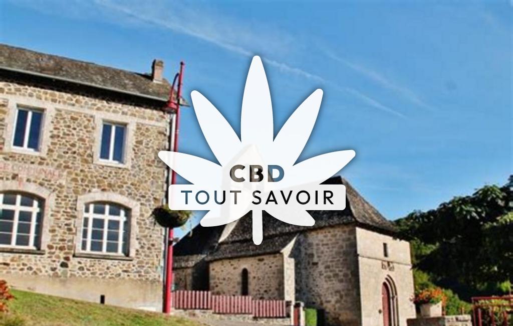 Village à Laguenne-sur-Avalouze avec feuille Cannabis CBD