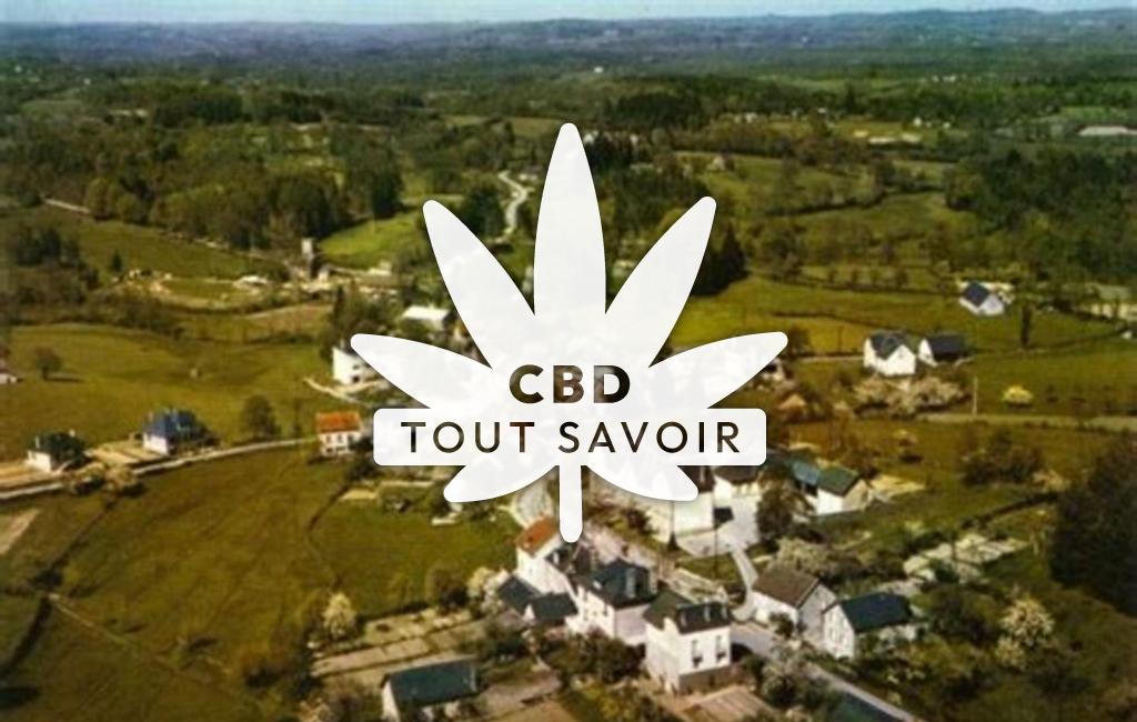 Village à Liginiac avec feuille Cannabis CBD