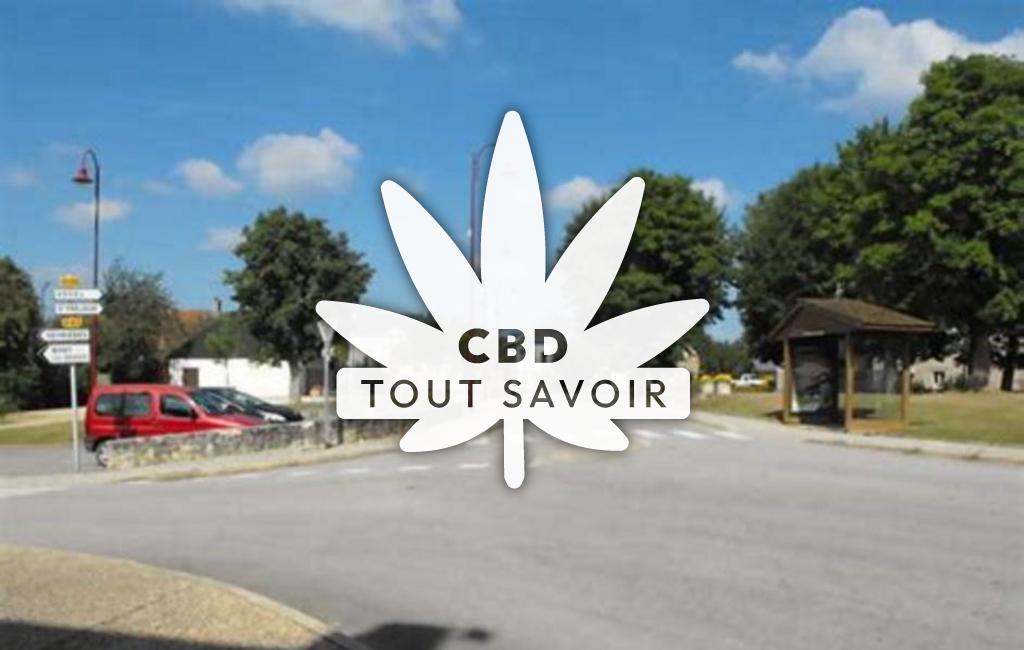 Village à Saint-Exupery-les-Roches avec feuille Cannabis CBD
