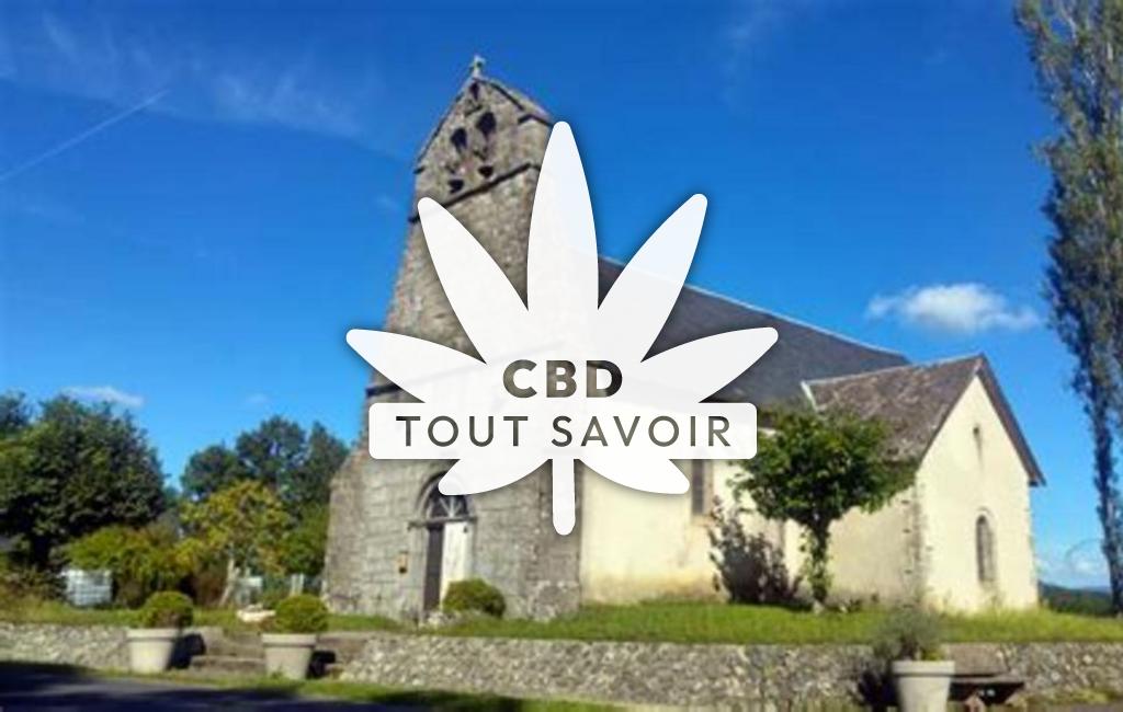 Village à Thalamy avec feuille Cannabis CBD