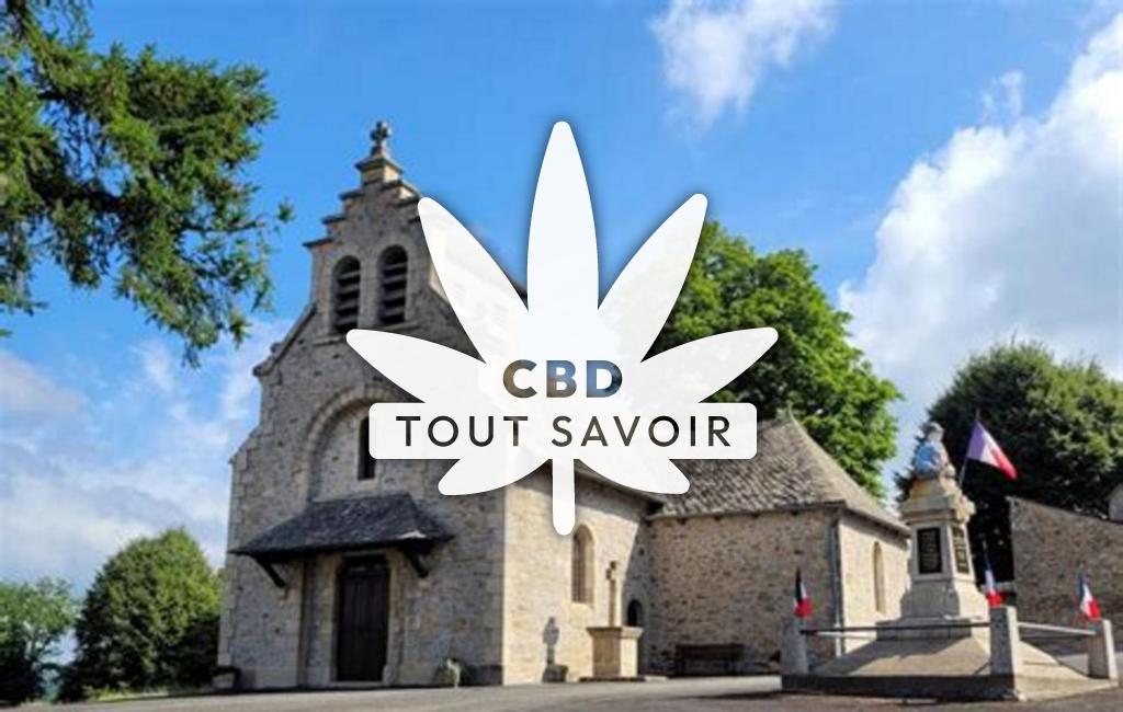Village à Saint-Geniez-O-Merle avec feuille Cannabis CBD