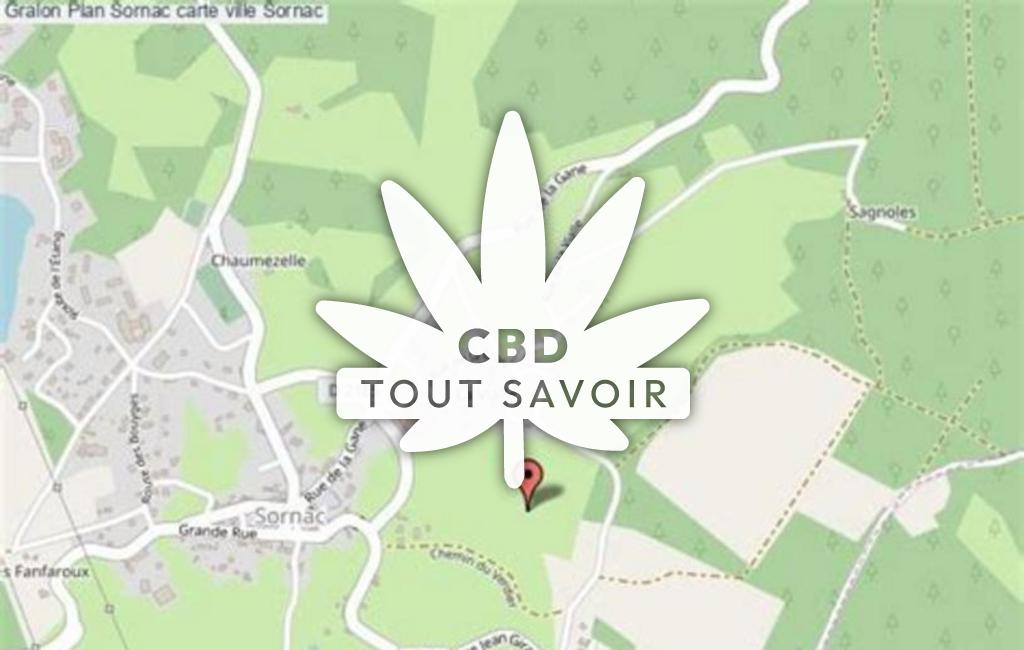 Village à Sornac avec feuille Cannabis CBD