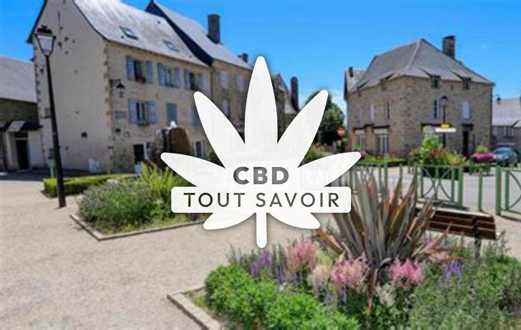 Village à Marcillac-la-Croisille avec feuille Cannabis CBD