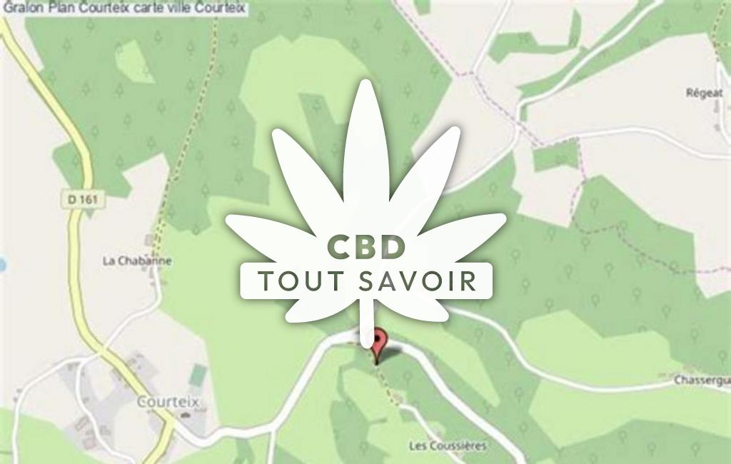 Village à Courteix avec feuille Cannabis CBD