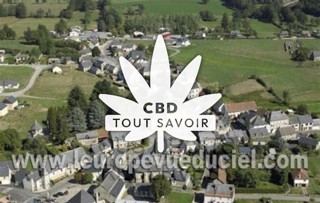 Village à Eygurande avec feuille Cannabis CBD