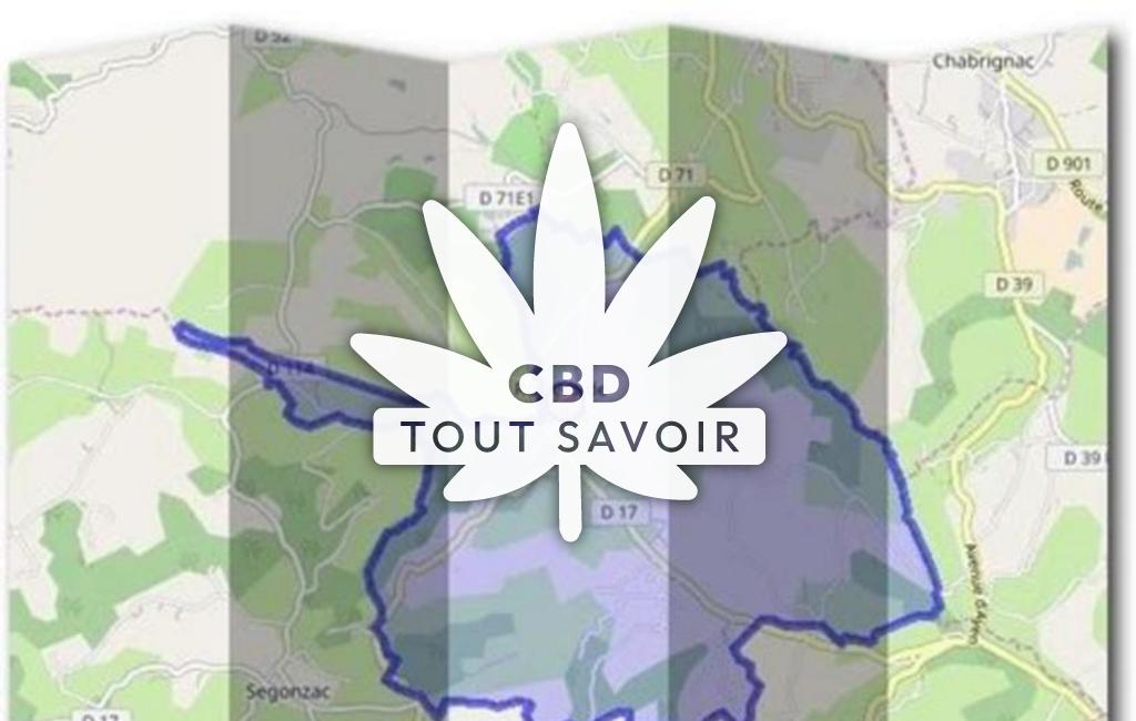 Village à Rosiers-de-Juillac avec feuille Cannabis CBD
