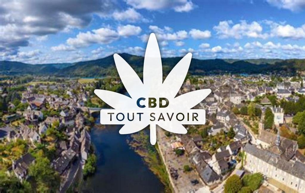 Village à Argentat-sur-Dordogne avec feuille Cannabis CBD