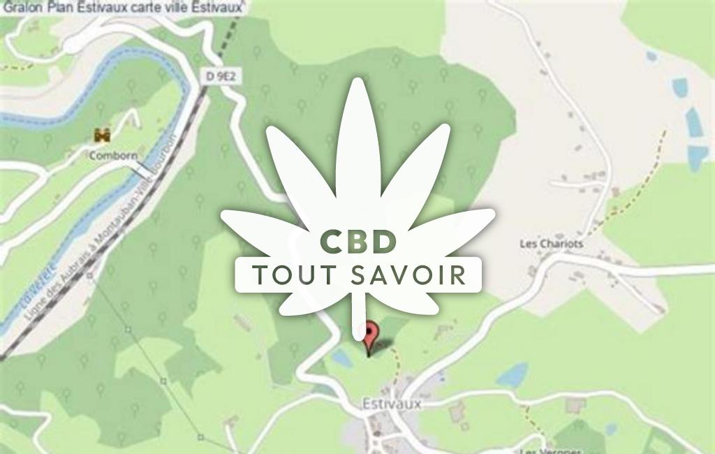 Village à Estivaux avec feuille Cannabis CBD