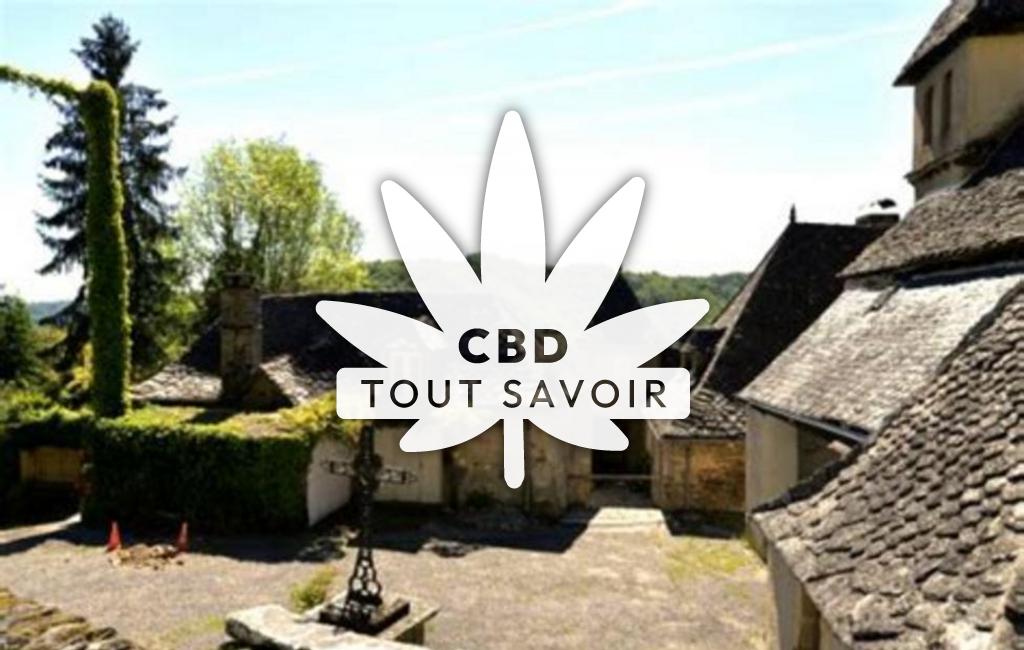 Village à Bassignac-le-Bas avec feuille Cannabis CBD