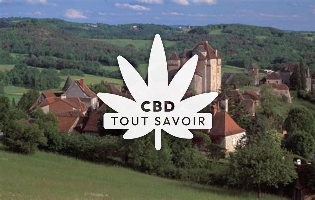 Village à Curemonte avec feuille Cannabis CBD