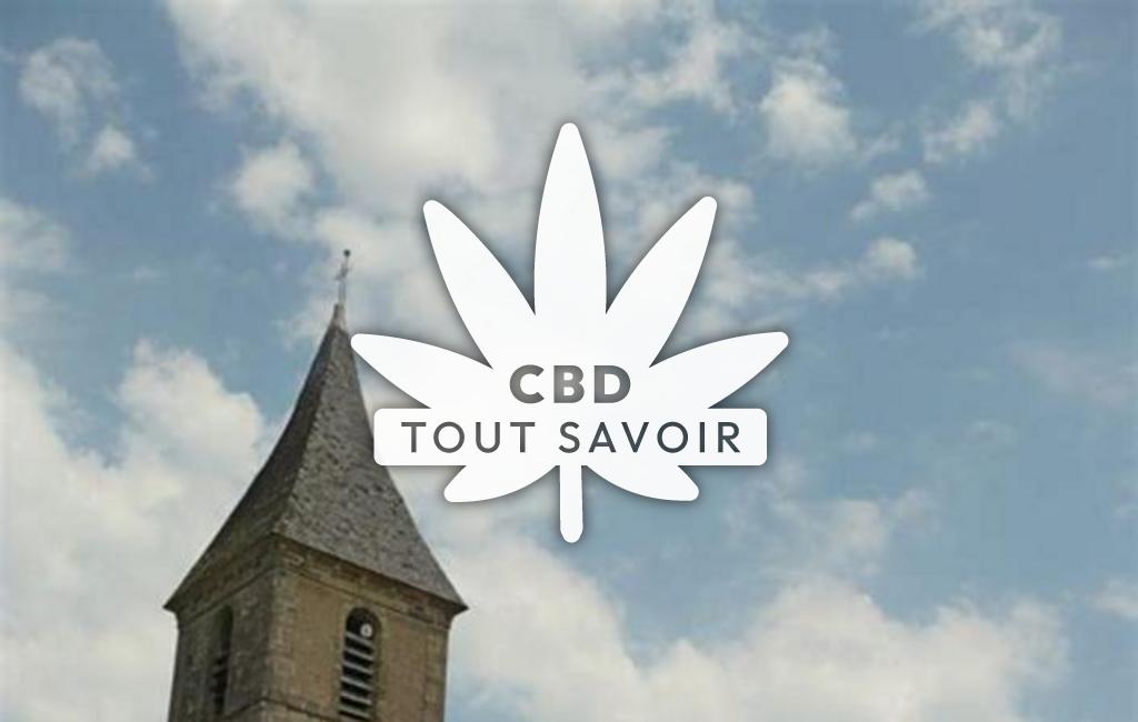 Village à Lostanges avec feuille Cannabis CBD