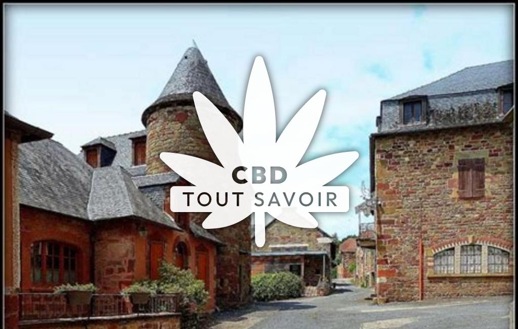 Village à Noailhac avec feuille Cannabis CBD