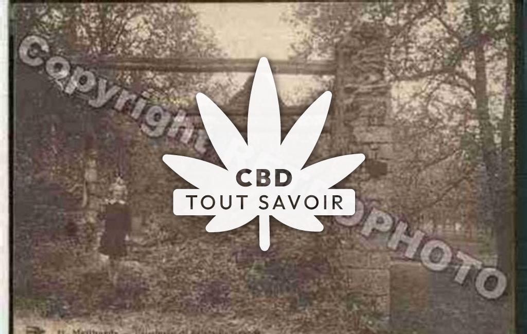 Village à Meilhards avec feuille Cannabis CBD