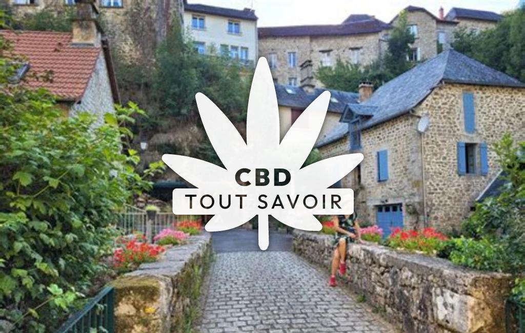 Village à Gimel-les-Cascades avec feuille Cannabis CBD