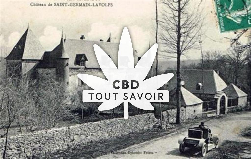 Village à Saint-Germain-Lavolps avec feuille Cannabis CBD