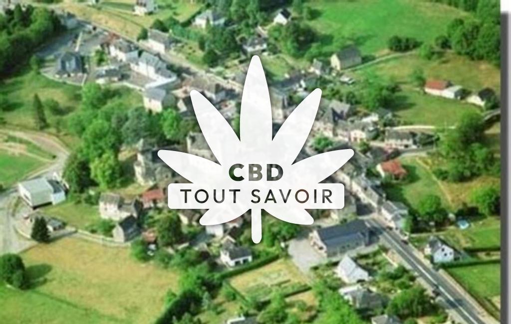Village à Sainte-Fortunade avec feuille Cannabis CBD