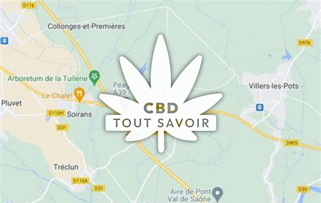 Village à Soirans avec feuille Cannabis CBD