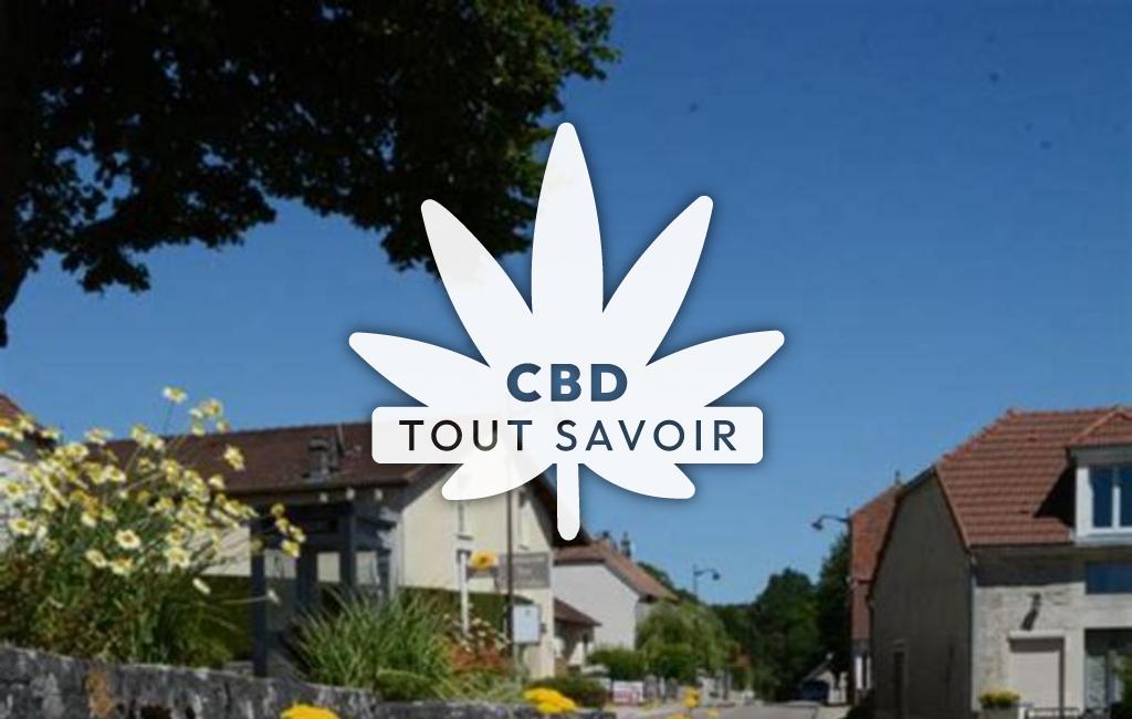 Village à Courtivron avec feuille Cannabis CBD