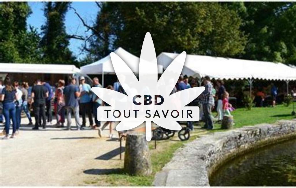 Village à Villecomte avec feuille Cannabis CBD
