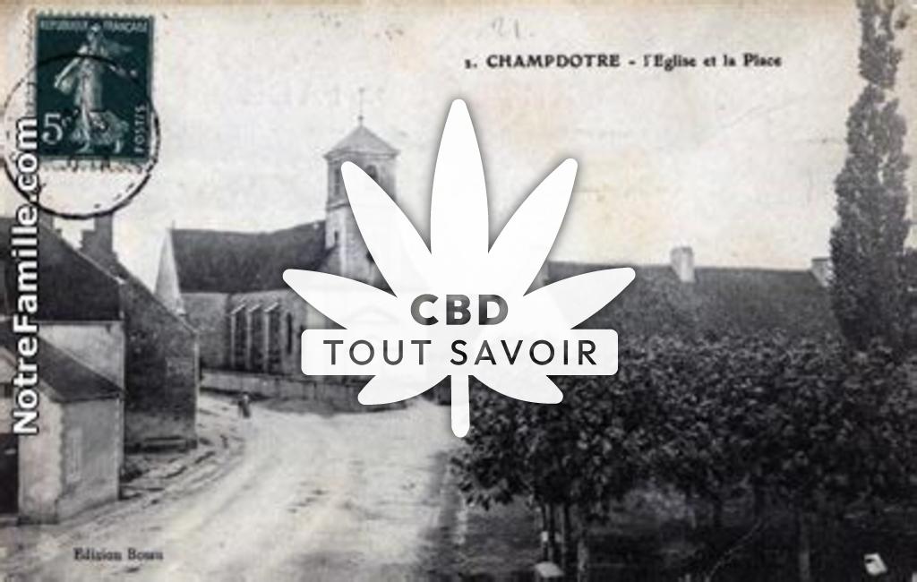 Village à Champdotre avec feuille Cannabis CBD