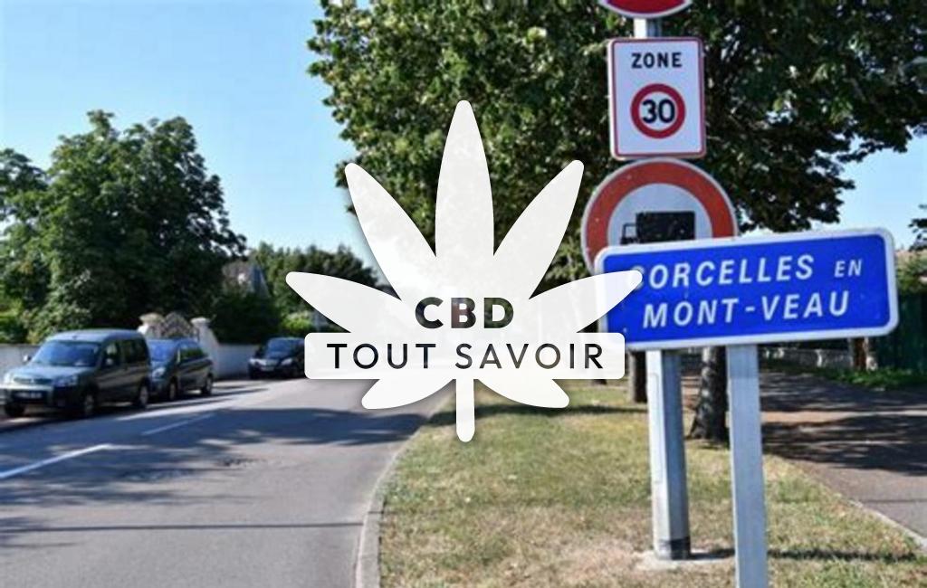 Village à Corcelles-les-Monts avec feuille Cannabis CBD