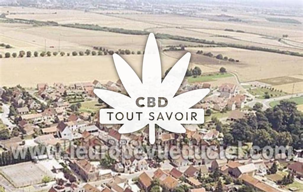 Village à Perrigny-les-Dijon avec feuille Cannabis CBD