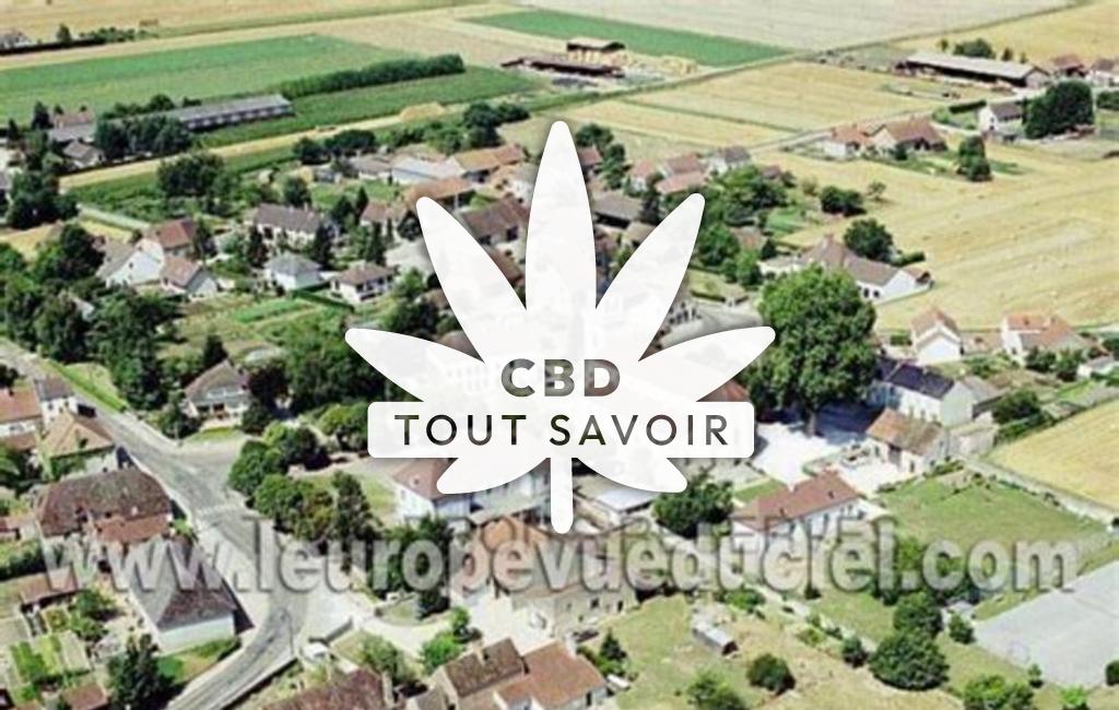 Village à Esbarres avec feuille Cannabis CBD