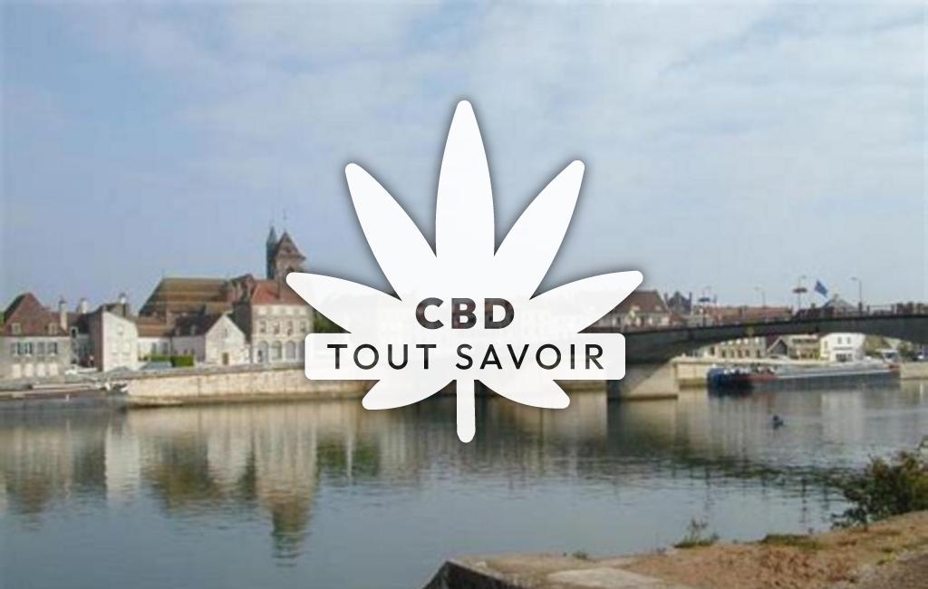 Village à Saint-Jean-de-Losne avec feuille Cannabis CBD