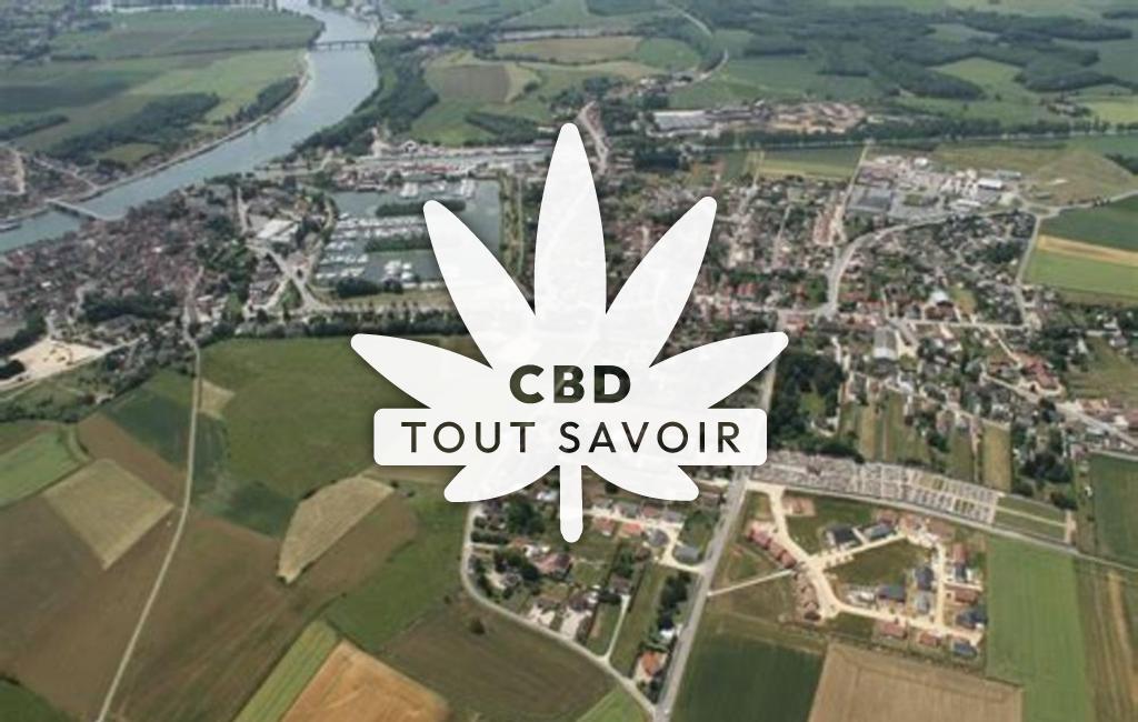 Village à Saint-Usage avec feuille Cannabis CBD