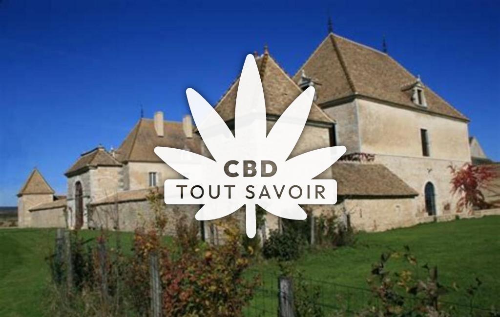 Village à Corcelles-les-Arts avec feuille Cannabis CBD