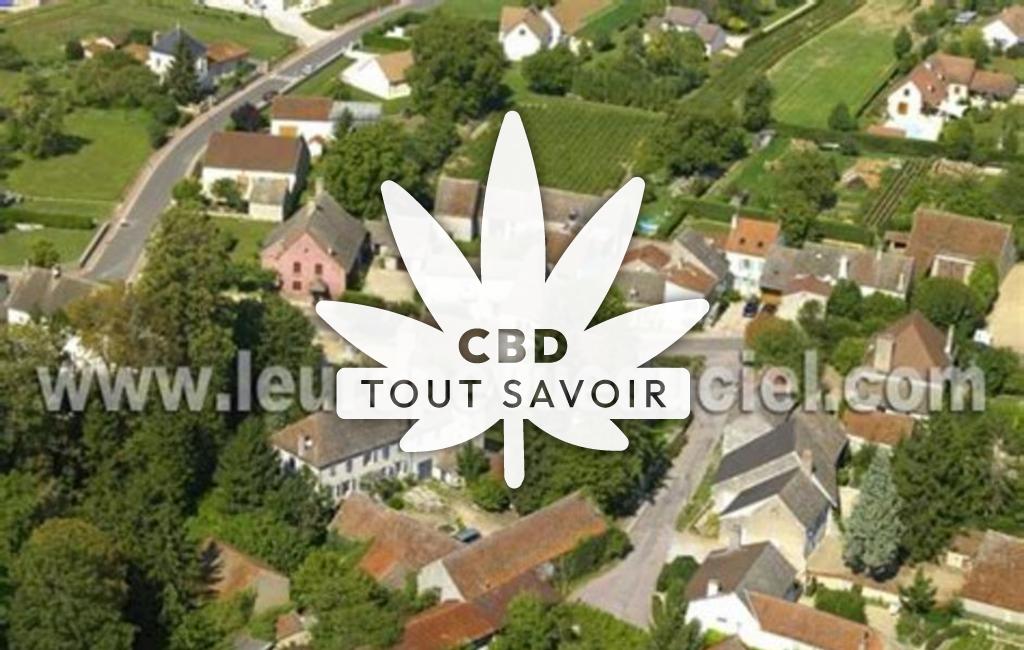 Village à Merceuil avec feuille Cannabis CBD