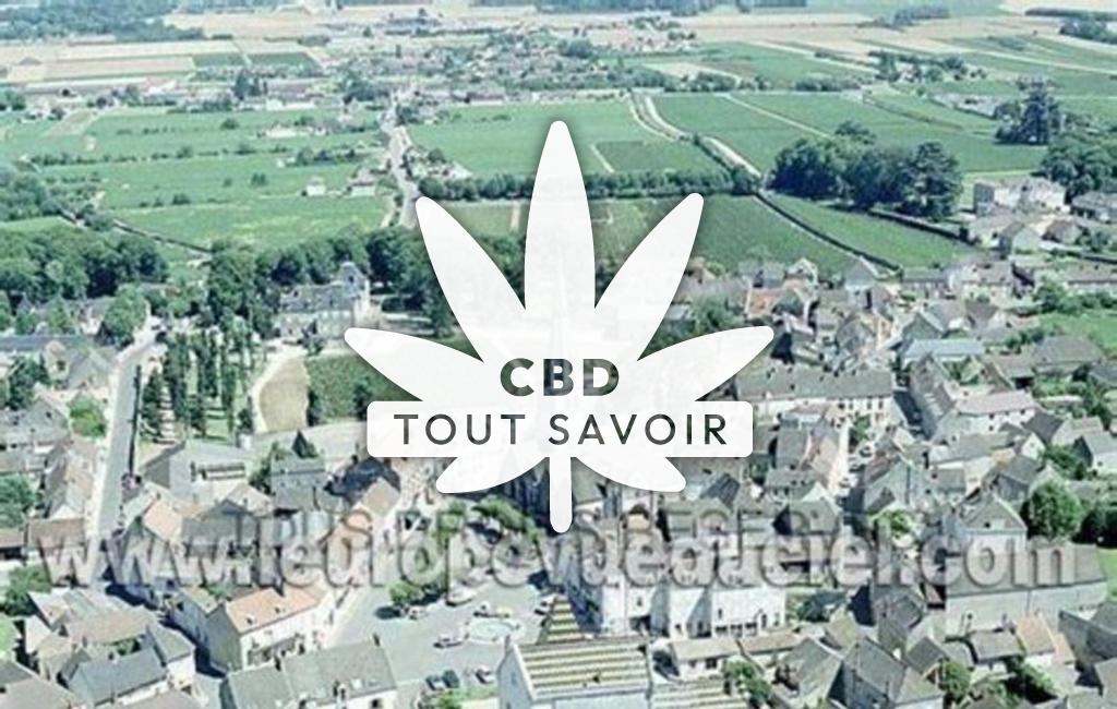 Village à Meursault avec feuille Cannabis CBD