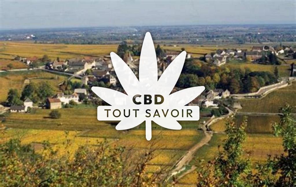 Village à Monthelie avec feuille Cannabis CBD