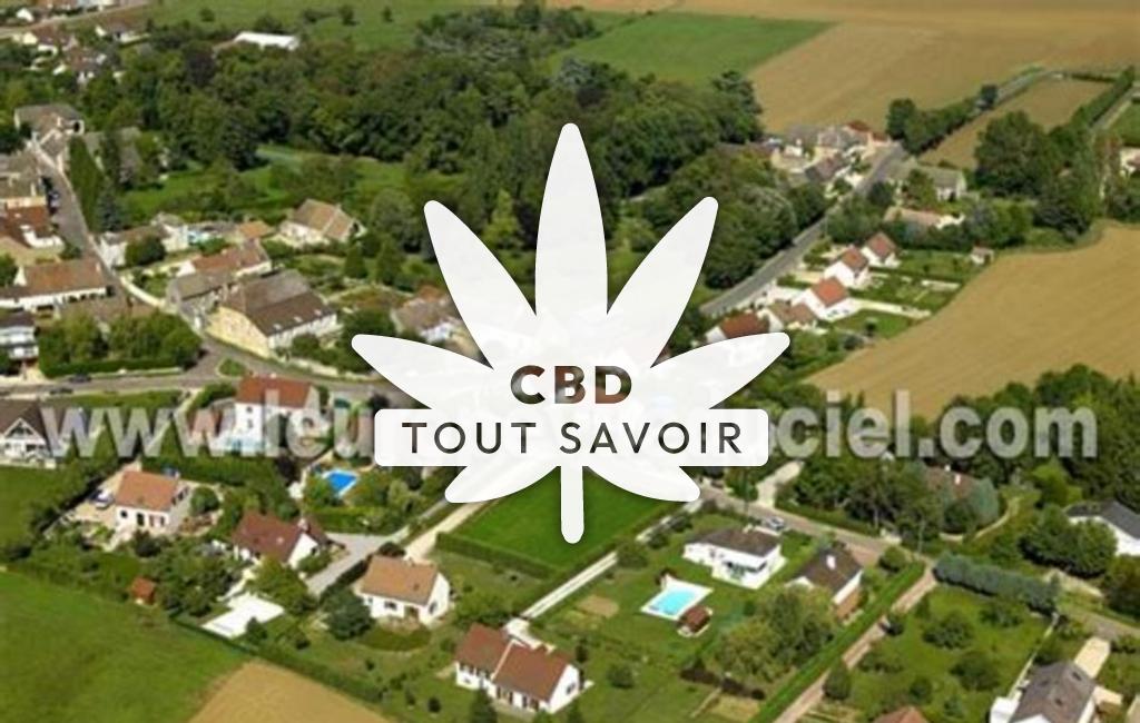Village à Bligny-les-Beaune avec feuille Cannabis CBD