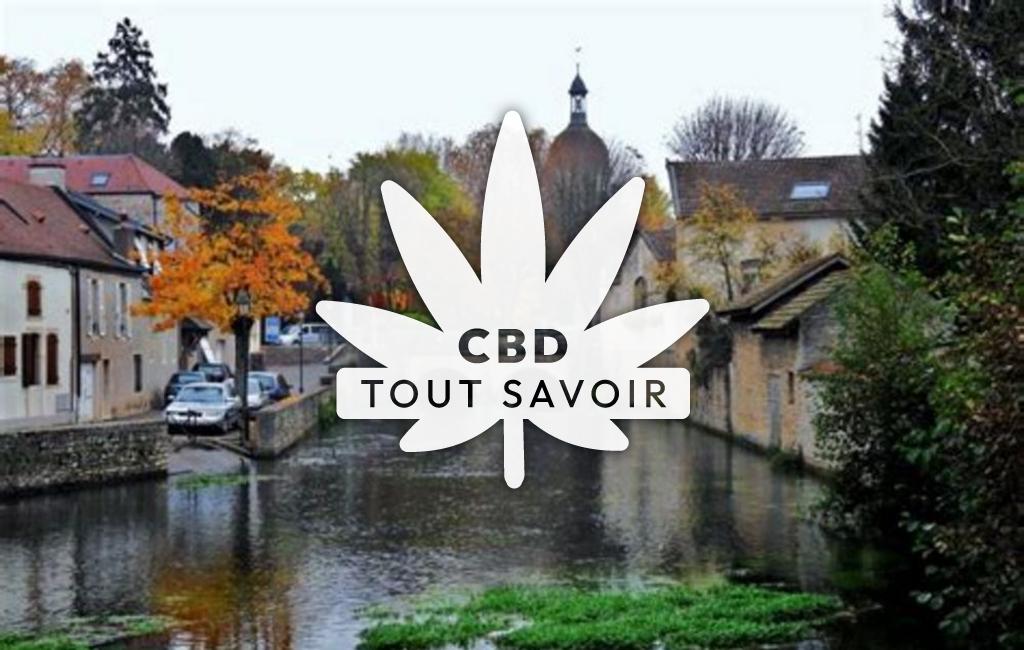 Village à Bouze-les-Beaune avec feuille Cannabis CBD