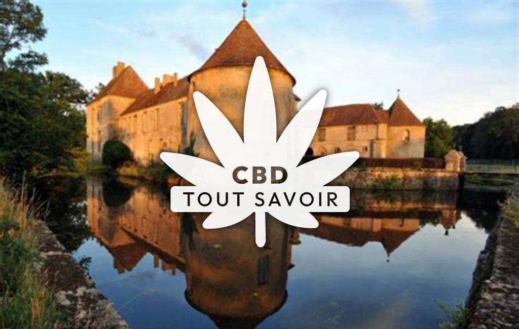 Village à Lacour-D'Arcenay avec feuille Cannabis CBD