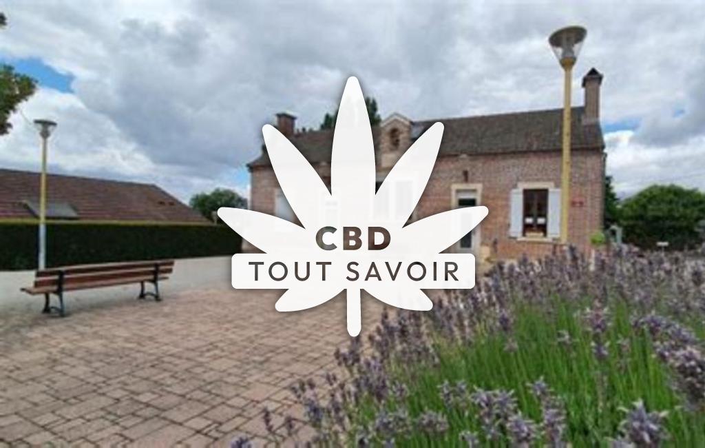 Village à Montmain avec feuille Cannabis CBD