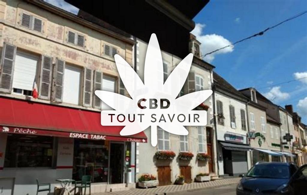 Village à Pouilly-sur-Saone avec feuille Cannabis CBD