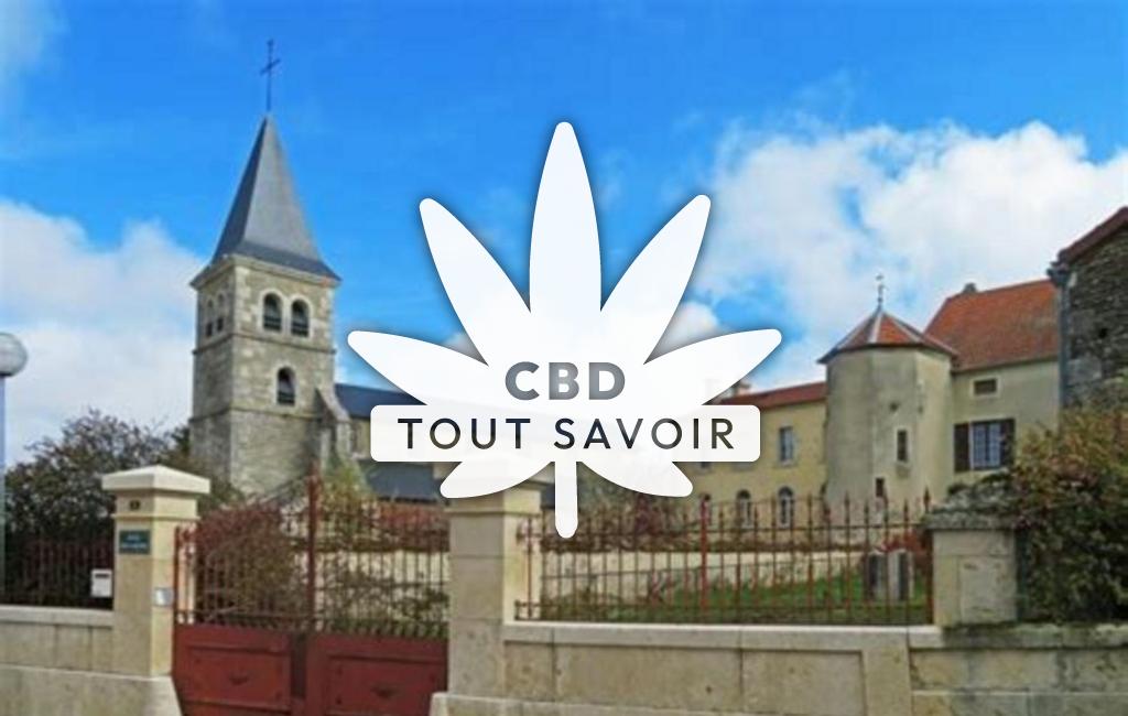 Village à Saint-Broing-les-Moines avec feuille Cannabis CBD