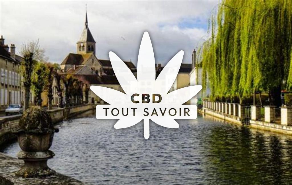 Village à Laignes avec feuille Cannabis CBD