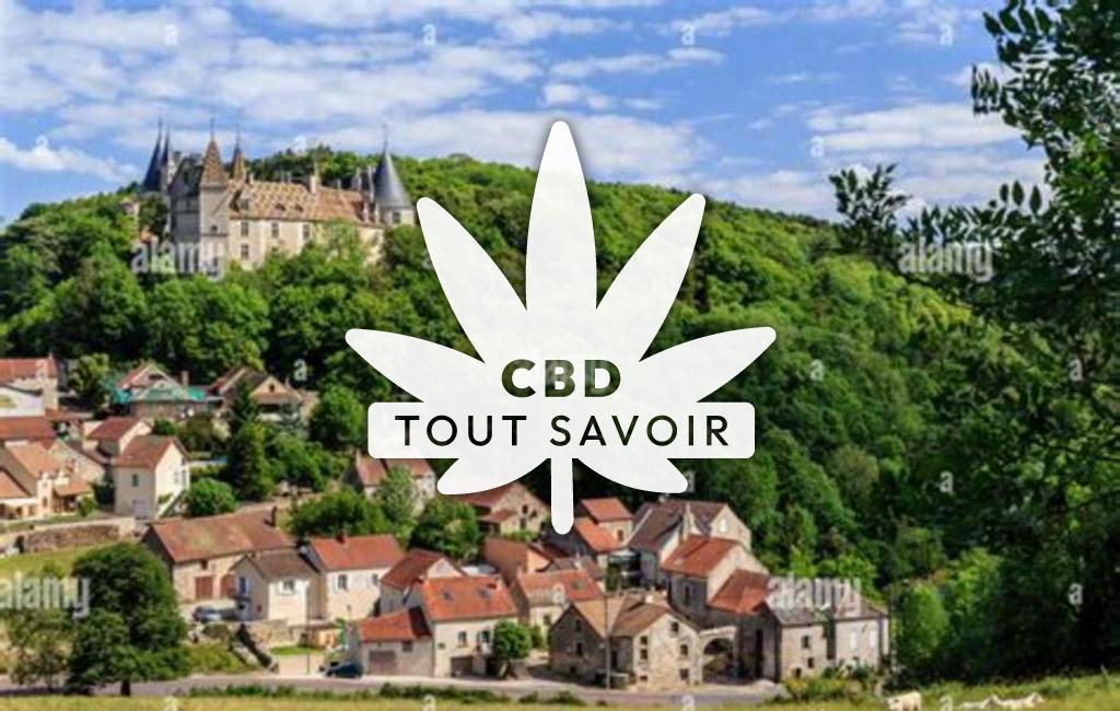 Village à La-Rochepot avec feuille Cannabis CBD