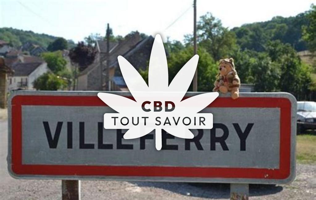 Village à Villeferry avec feuille Cannabis CBD