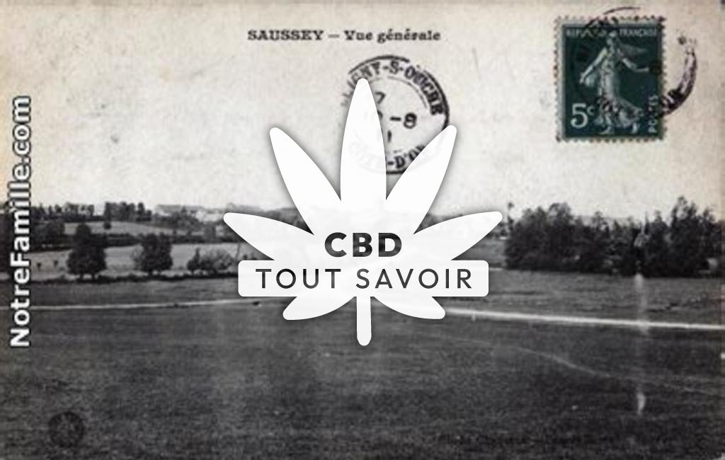 Village à Saussey avec feuille Cannabis CBD