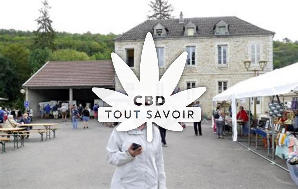 Village à Veuvey-sur-Ouche avec feuille Cannabis CBD