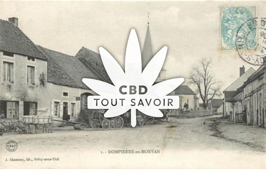 Village à Dompierre-en-Morvan avec feuille Cannabis CBD