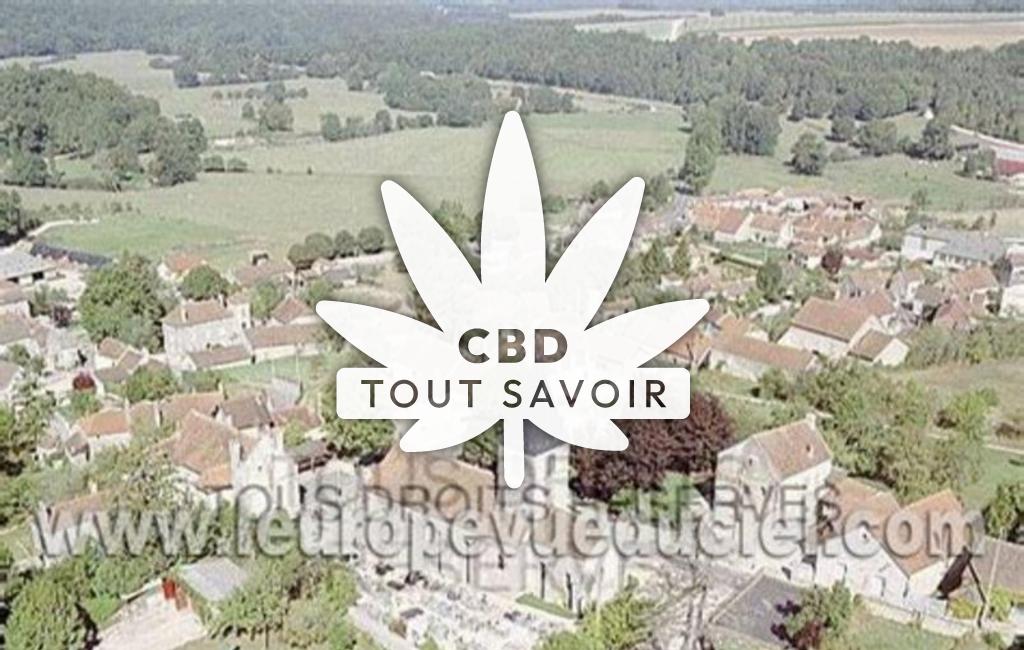 Village à Nod-sur-Seine avec feuille Cannabis CBD