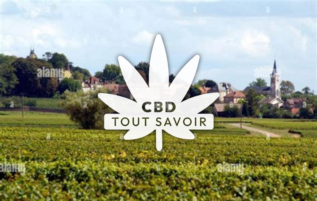 Village à Aloxe-Corton avec feuille Cannabis CBD
