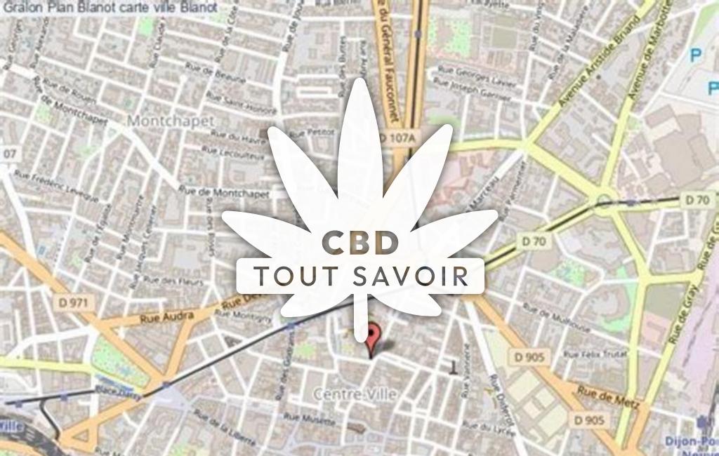 Village à Blanot avec feuille Cannabis CBD