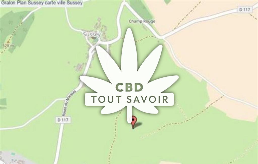 Village à Sussey avec feuille Cannabis CBD