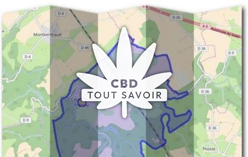 Village à Courcelles-Fremoy avec feuille Cannabis CBD